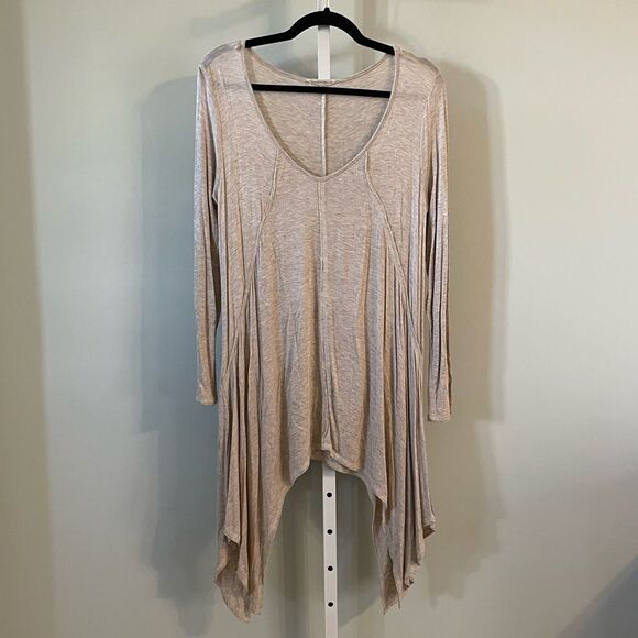 Easel Taupe Asymmetrical Blouse - Picture 1 of 5